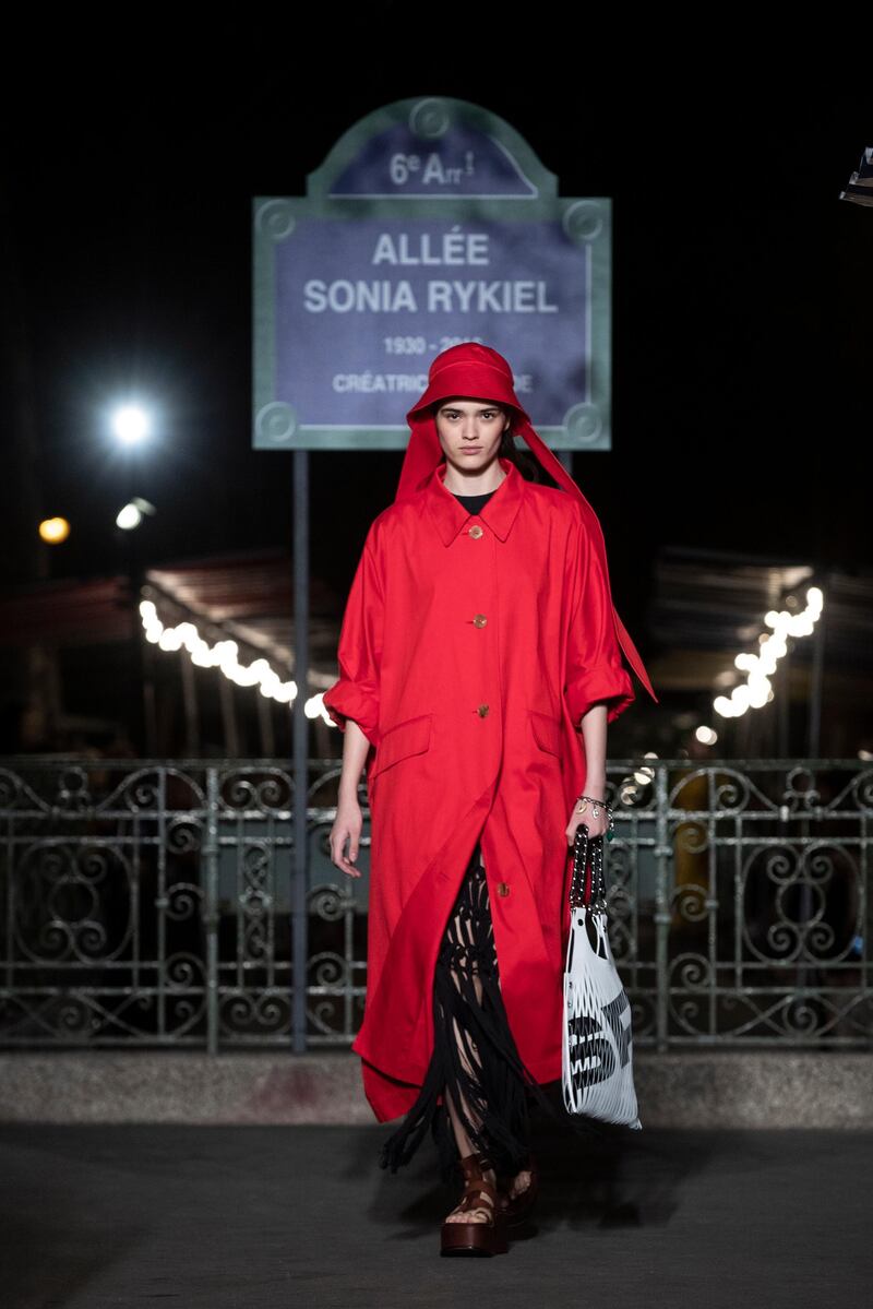 Romanian model Alexandra Micu presents a creation from the Spring/Summer 2019 Women's collections by French designer Julie de Libran for Sonia Rykiel fashion label during the Paris Fashion Week, in Paris. EPA