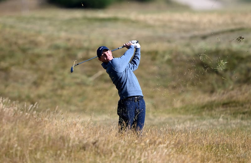 Rory McIlroy of Northern Ireland plays a shot during the practice at St Andrews. Getty