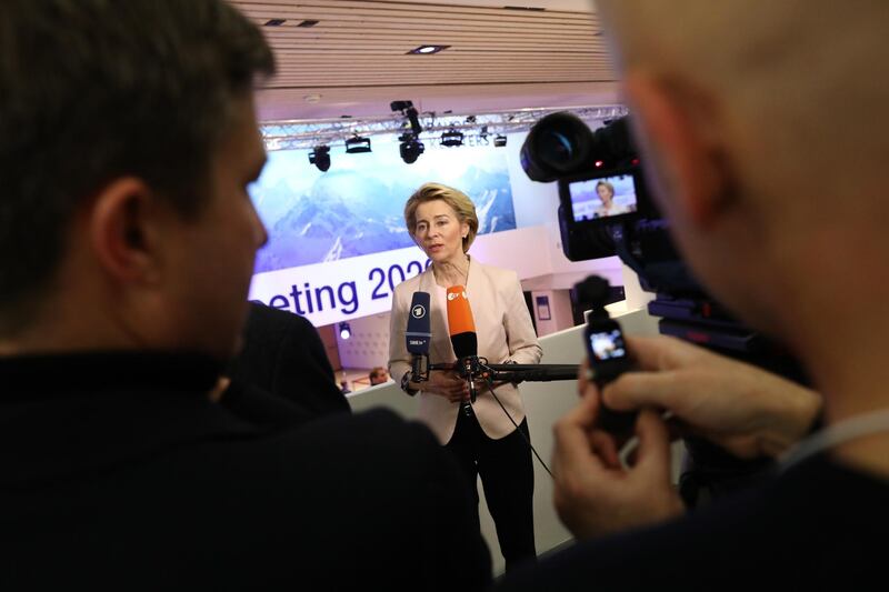 Ursula von der Leyen, president of the European Commission, conducts media interviews interviews ahead of the World Economic Forum (WEF) in Davos. Bloomberg