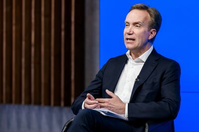 Borge Brende, president of the World Economic Forum, speaks during a virtual media briefing near Geneva. EPA 