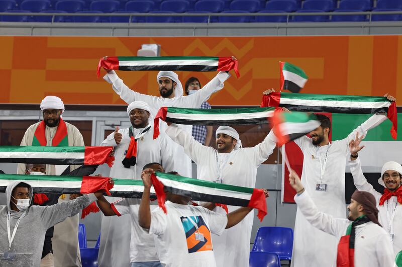 UAE fans cheer on their team to a 1-0 win.