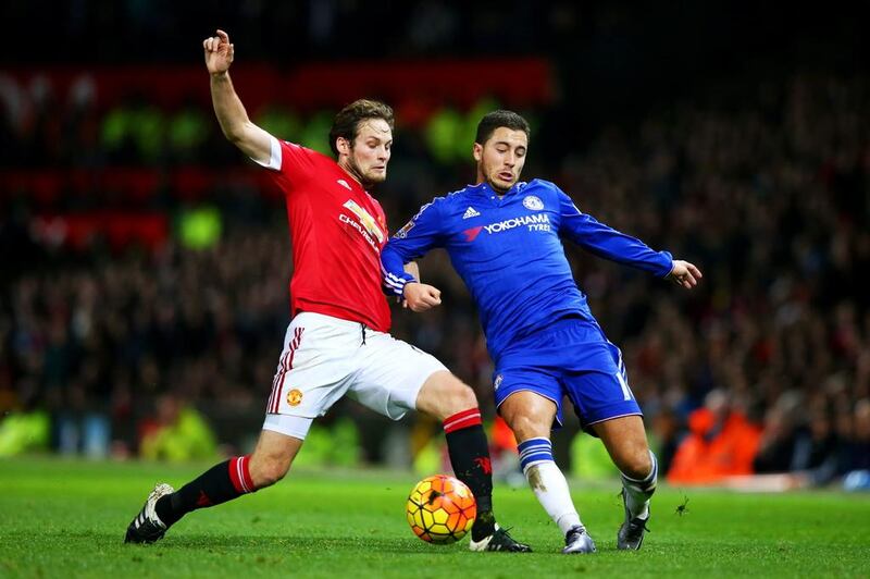 Daley Blind, left, established himself as a central defender for Manchester United this season. Alex Livesey / Getty Images