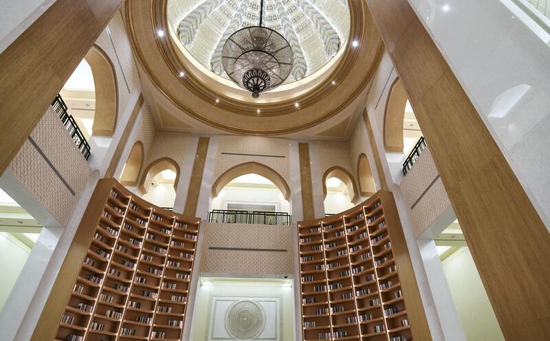 Abu Dhabi, United Arab Emirates - Qasr Al WatanÕs library grand interior space open to the general public. Khushnum Bhandari for The National