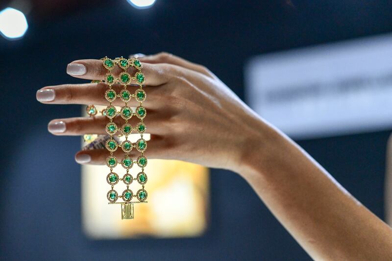 Of the pieces available to buy is this emerald and diamond bracelet from India's Kohinoor Jewellers.