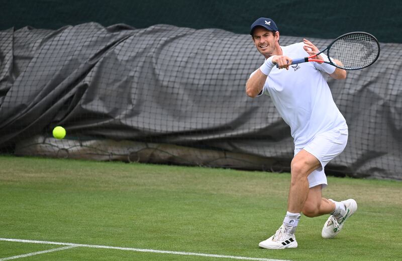 Andy Murray during training ahead of Wimbledon on Friday,  June 24. EPA