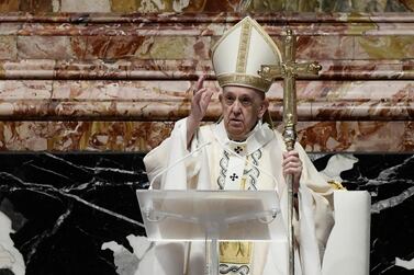 Pope Francis leads the Easter Sunday Mass at St Peter's Basilica in the Vatican. EPA