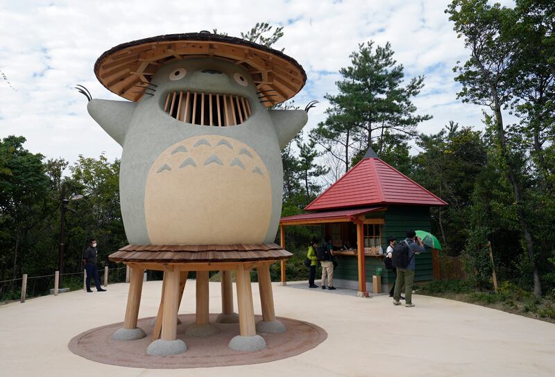 A wooden Totoro-shaped statue called Dondoko-do in the Dondoko Forest. EPA