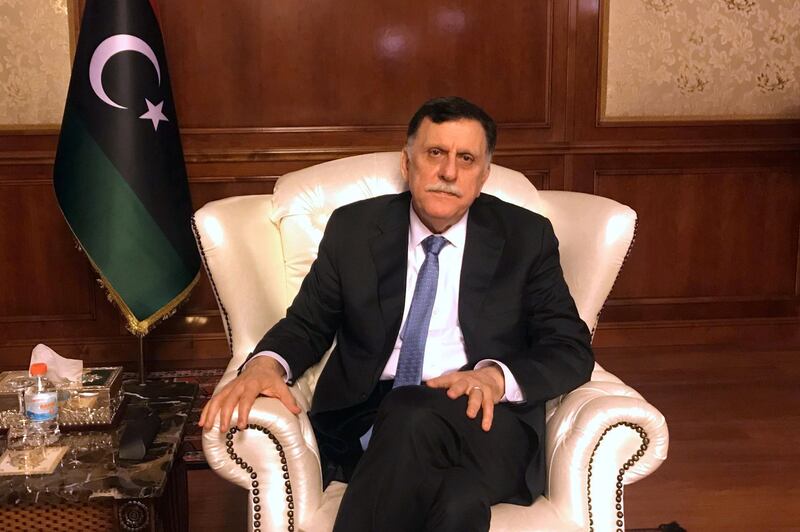 Libya’s internationally recognized Prime Minister Fayez al-Serraj is seen during an interview with Reuters at his office in Tripoli, Libya June 16, 2019. Picture taken June 16, 2019. REUTERS/Ulf Laessing