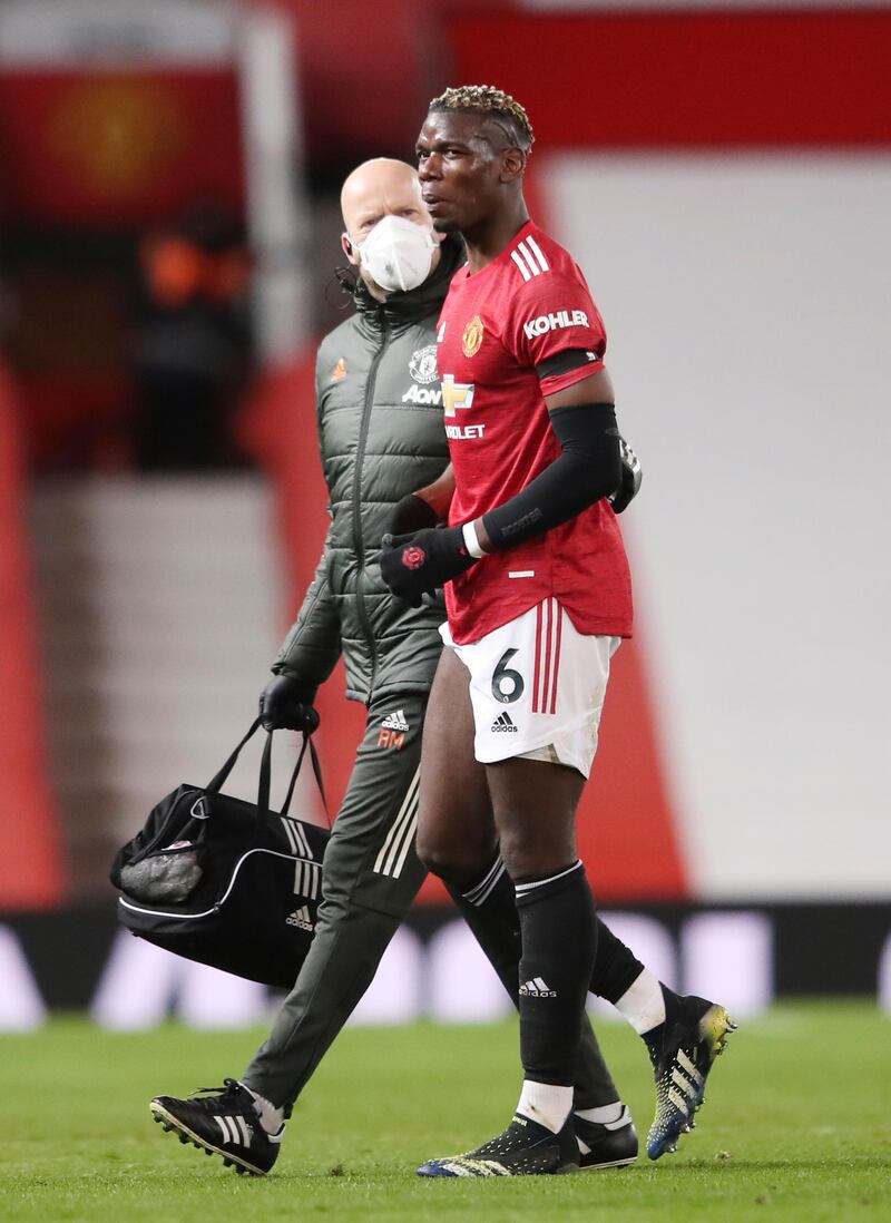 Paul Pogba 6. January’s player of the month at the club and started after being rested midweek but went off after 39 minutes injured and clutching his thigh. Unfortunate. AP