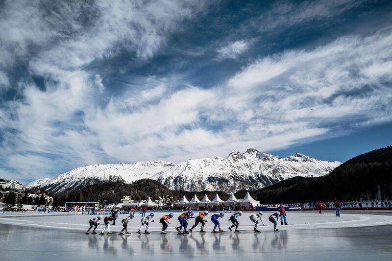 Athletes compete in the women's 4000m Speed Skating event at the Lausanne 2020 Winter Youth Olympics on Thursday, January 16. AFP