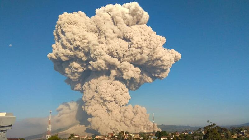 Indonesian volcano Mount Sinabung erupts, spewing volcanic material up to 5,000 metres into the air. EPA