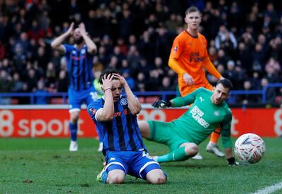 Soccer Football - FA Cup - Third Round - Rochdale v Newcastle United - The Crown Oil Arena, Rochdale, Britain - January 4, 2020  Rochdale's Oliver Rathbone reacts          Action Images via Reuters/Craig Brough