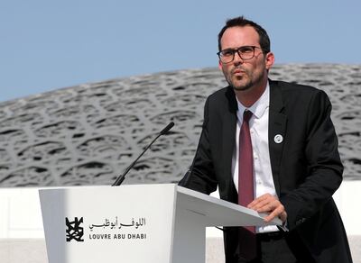 Abu Dhabi, United Arab Emirates - February 15th 2018: Manuel Rabate (director of the Louvre Abu Dhabi) at a press conference about the Highway Gallery located along the E11. Thursday, February 15th, 2018. The Louvre, Abu Dhabi. Chris Whiteoak / The National