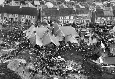 Rescue workers at the scene of the Aberfan disaster. PA 