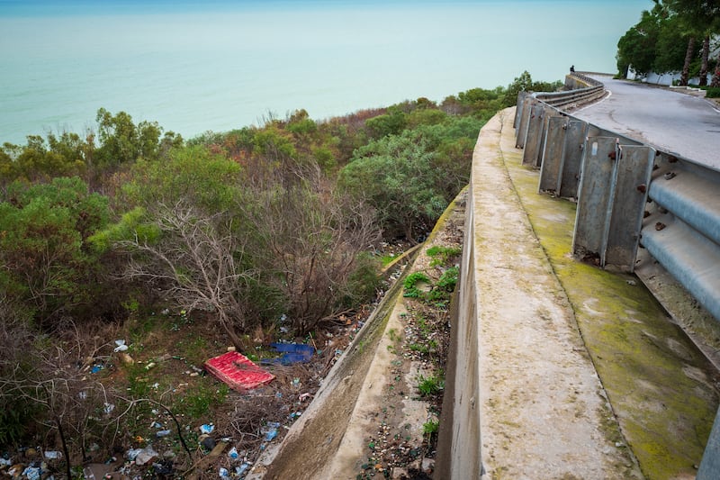 Heavy rains in October caused flooding across Tunisia when storm drains, culverts, and runoff channels, such as the one pictured here, filled and overflowed with rubbish.