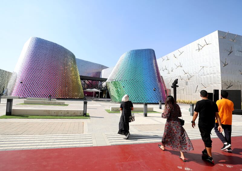 People visit the Pakistan pavilion on the first day of Expo 2020 in Dubai. Chris Whiteoak / The National