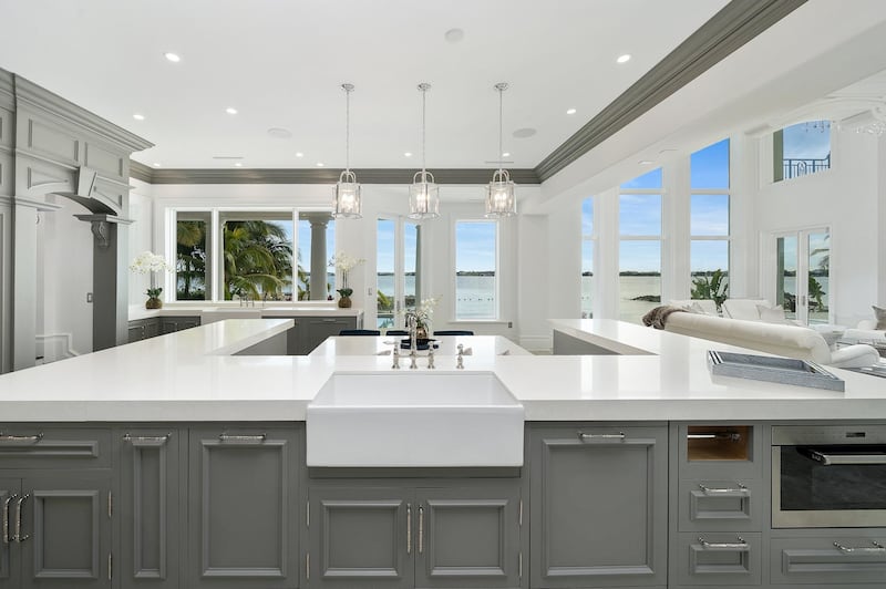 The family kitchen features top-of-the-range Sub Zero, Wolf and Bertazolli appliances. Courtesy Sotheby’s International Realty