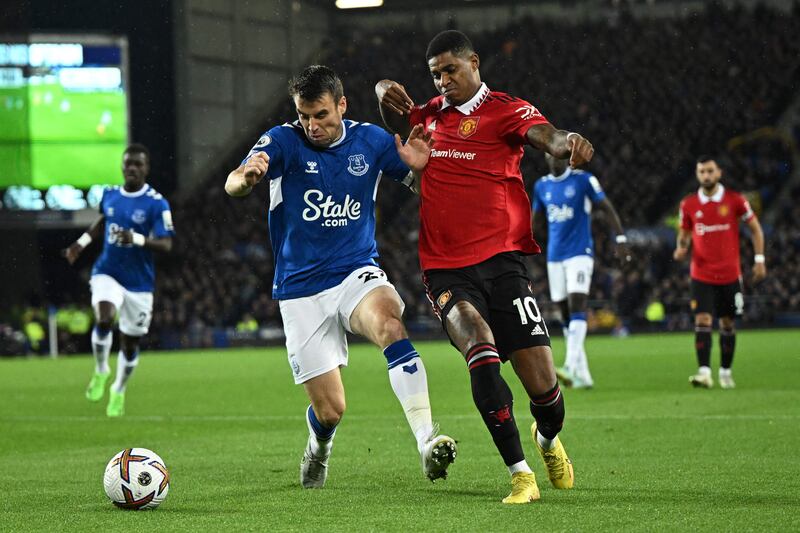 Seamus Coleman – 6. Spent the majority of the night up against Rashford and stuck tight to his man, despite the athletic mismatch. His safety-first approach in possession appeared to frustrate the home support, but made a vital clearance to deny Ronaldo a second-half tap-in. AFP