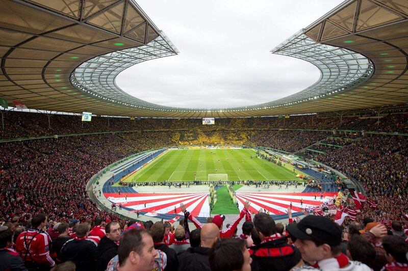 View of the Berlin Olympic Stadium before the German Cup final between Bayern Munich and Borussia Dortmund on Saturday. Soren Stache / EPA / May 17, 2014