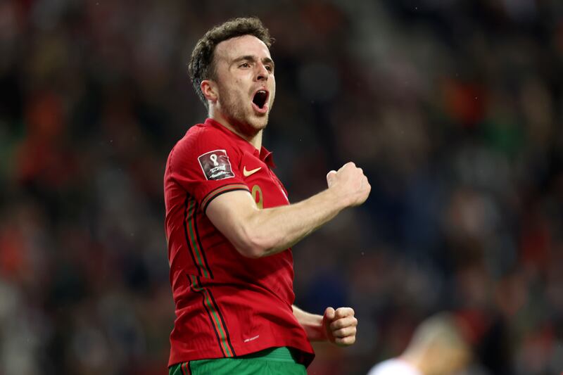 Diogo Jota celebrates his goal. AP