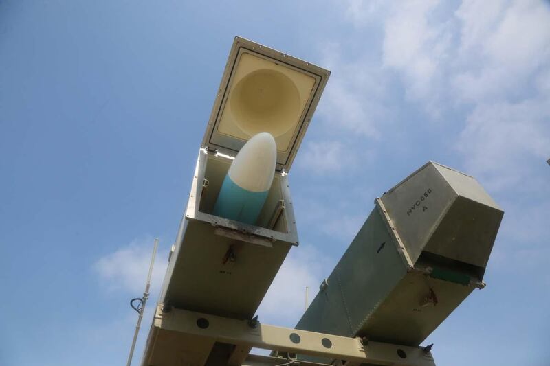 An Iranian Ghader missile before its launch during the second day of a military exercise in the Gulf. AFP, HO via Iranian Army website