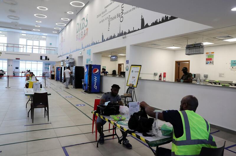 DUBAI, UNITED ARAB EMIRATES , March 18, 2021 –  Staff canteen at the Amazon DXB3,  Amazon fulfilment centre in Dubai Logistics City in Dubai. (Pawan Singh / The National) For Lifestyle/Online/Instagram. Story by Farah