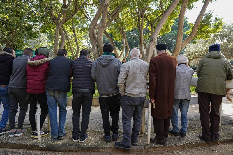 Punters inspect horses in the paddock before placing their bets.