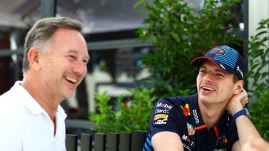 Max Verstappen alongside Red Bull team principal Christian Horner during media day for the Australian Grand Prix. Getty Images