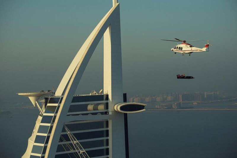 The helipad on the Burj Al Arab had to undergo a series of rigorous tests before the Red Bull Seven Star Spin could take place. Courtesy Red Bull