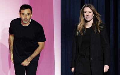 Italian designer Ricardo Tisci, for  Givenchy acknowledges the public at the end of his show during the men's Fashion Week for the 2016-2017 Fall/Winter collection in Paris on January 22, 2016. / AFP PHOTO / FRANCOIS GUILLOT

Designer Clare Waight Keller for Givenchy acknowledges the audience at the end of the women's 2018/2019 fall/winter collection fashion show on March 4, 2018 in Paris. / AFP PHOTO / ALAIN JOCARD