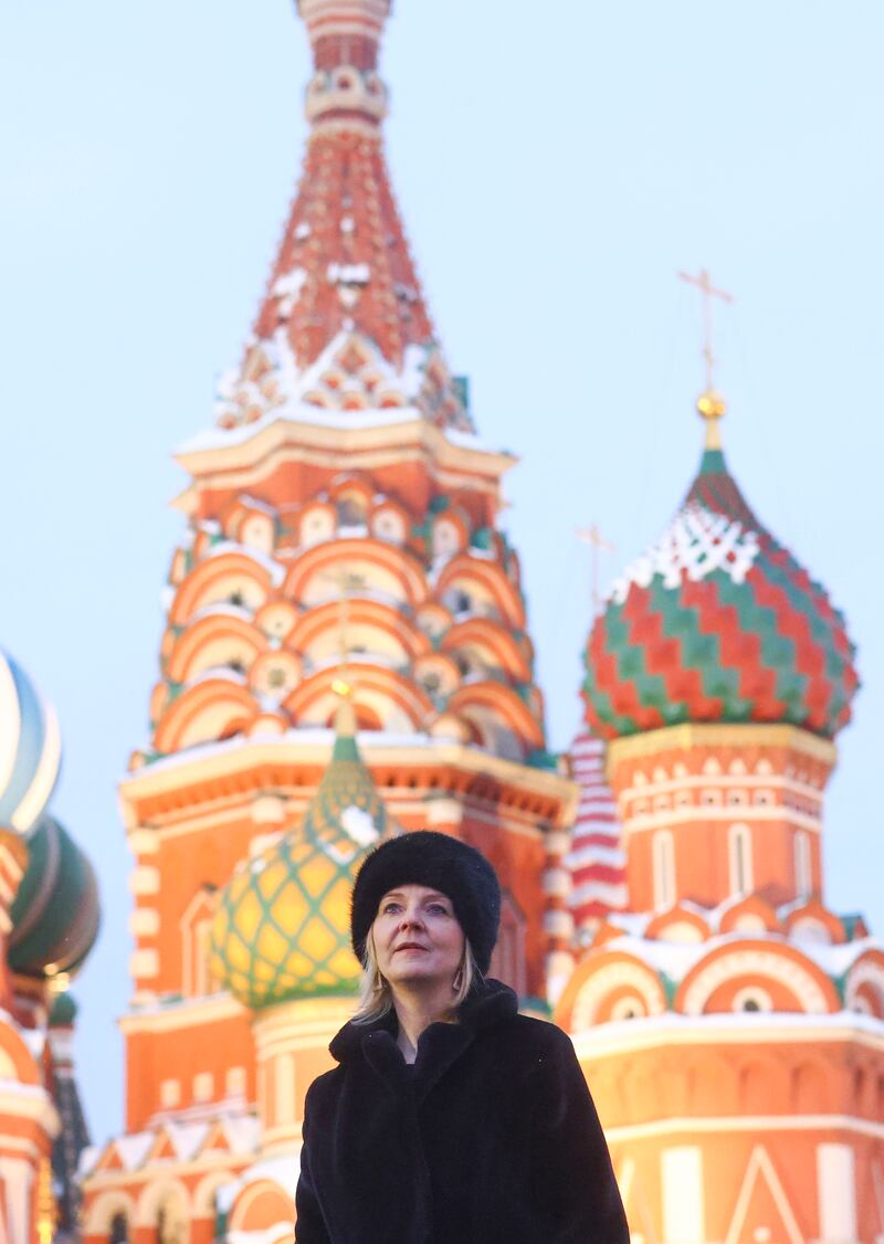 Ms Truss in Red Square during a visit to Moscow in February 2022.  Photo: No. 10, Downing Street