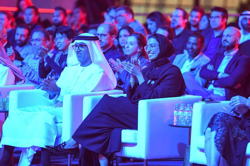 Abu Dhabi, United Arab Emirates - H.E. Dr. Mugheer Khamis Al Khaili, and Noura Kaabi at the opening night of the first Middle East outpost of Berklee College of Music in Abu Dhabi, Al Saadiyat. Khushnum Bhandari for The National

