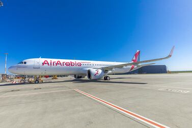An Airbus A321 jet with an Air Arabia livery. The Sharjah-based carrier posted a net loss in the first half of the year as a result of Covid-19's impact on the travel industry. 