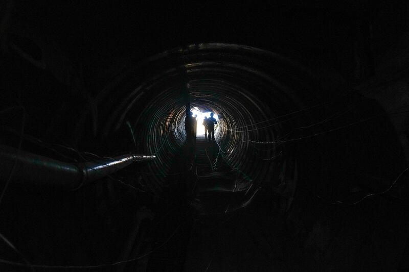 Israeli troops inside the tunnel 400 metres from the Erez crossing between Gaza and Israel. AP