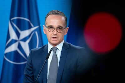 FILE PHOTO: German Foreign Minister Heiko Maas gives a statement before a virtual meeting of NATO Foreign and Defence Ministers in Berlin, Germany, June 1, 2021.  Bernd von Jutrczenka/Pool via REUTERS/File Photo