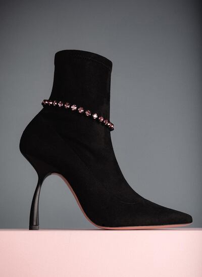 Vegan boots by Piferi, with removable rhinestone chain. Courtesy Piferi