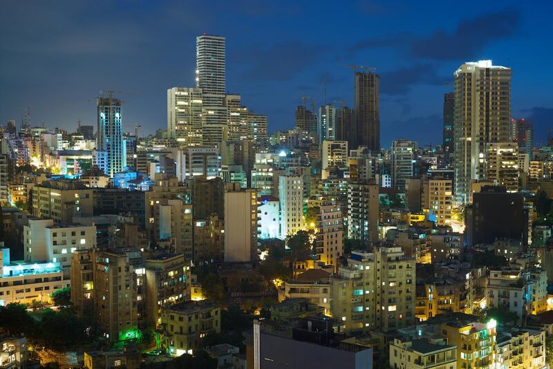 Overlooking the west of Beirut in the night.