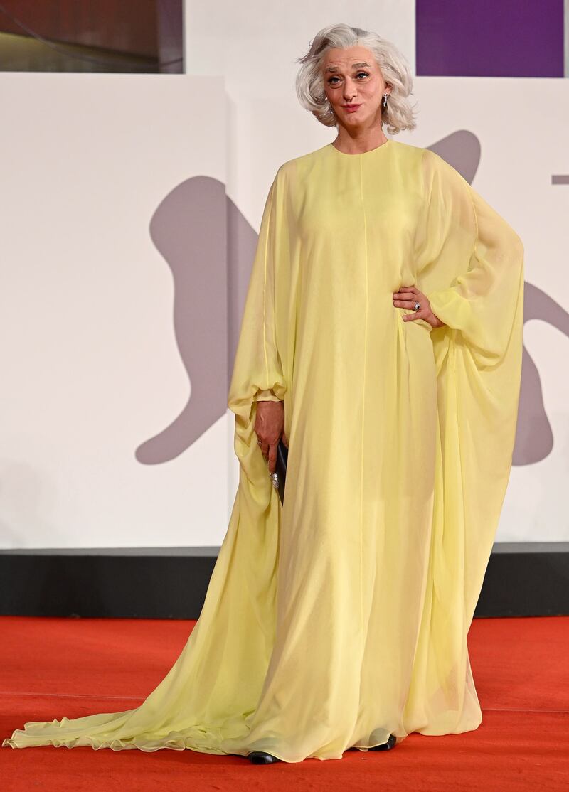 In lemon yellow Valentino, Drusilla Foer holds court on the Filming Italy Best Awards red carpet. EPA 