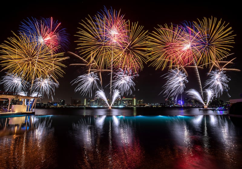 Eid Al Fitr fireworks light up the sky, as seen from Cafe del Mar at Yas Bay Waterfront in Abu Dhabi. All photos by Victor Besa / The National