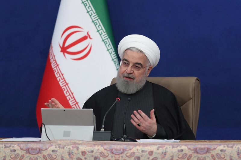 epa08900827 A handout photo made available by the presidential office shows Iranian President Hassan Rouhani speaking during the cabinet meeting in Tehran, Iran, 23 December 2020. Rouhani gave assurances about providing Covid-19 vaccine saying his country will buy foreign-made and produce local Covid-19 vaccine.  EPA/PRESIDENT OFFICE HANDOUT  HANDOUT EDITORIAL USE ONLY/NO SALES