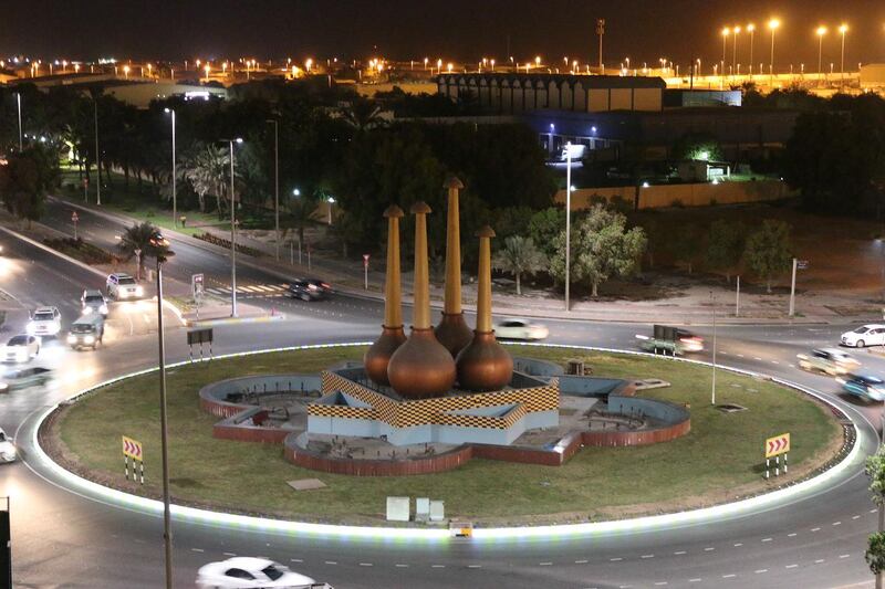 The illuminated kerbstone have been installed at the roundabout in Mina Zayed. Abu Dhabi Municipality