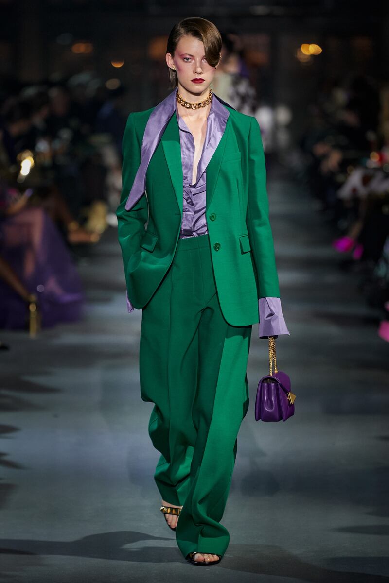 An emerald suit from the Valentino spring/summer 2022 show
