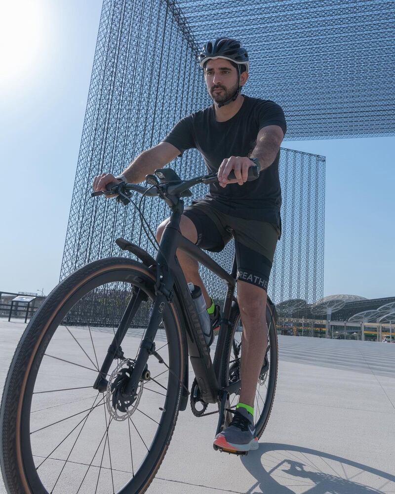 Cycling around the Expo 2020 site. Photo: Instagram / Faz3