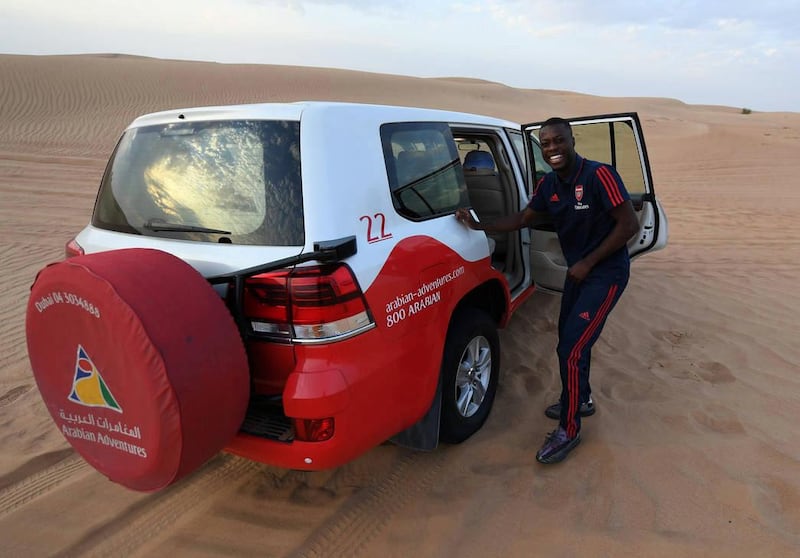 Arsenal football team spend the last night in their winter camp on the dunes, to discover wildlife in the desert of Dubai. courtesy: Dubai Media Office twitter account.