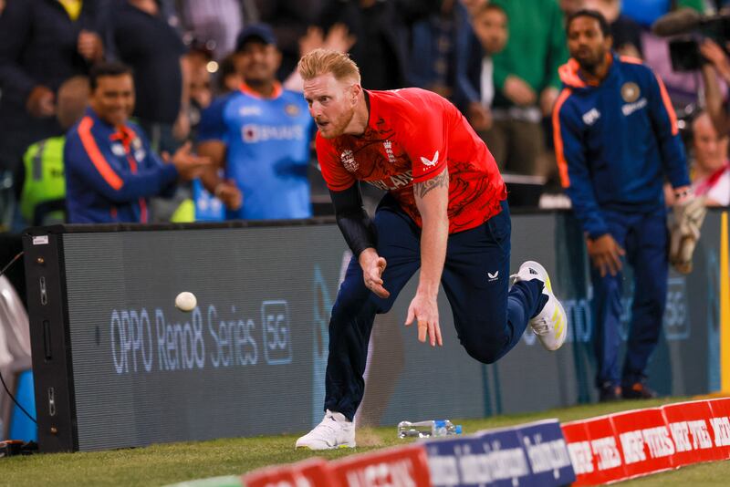 England fielder Ben Stokes fails to stop a boundary from India's Hardik Pandya. AP