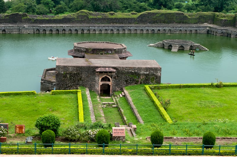 A view of the lake from the Jahaz Mahal, where anguished cries are said to be heard throughout the night