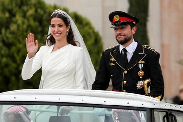 Jordan's Crown Prince Hussein and Princess Rajwa leave Zahran Palace on the day of their June royal wedding in Amman. Reuters