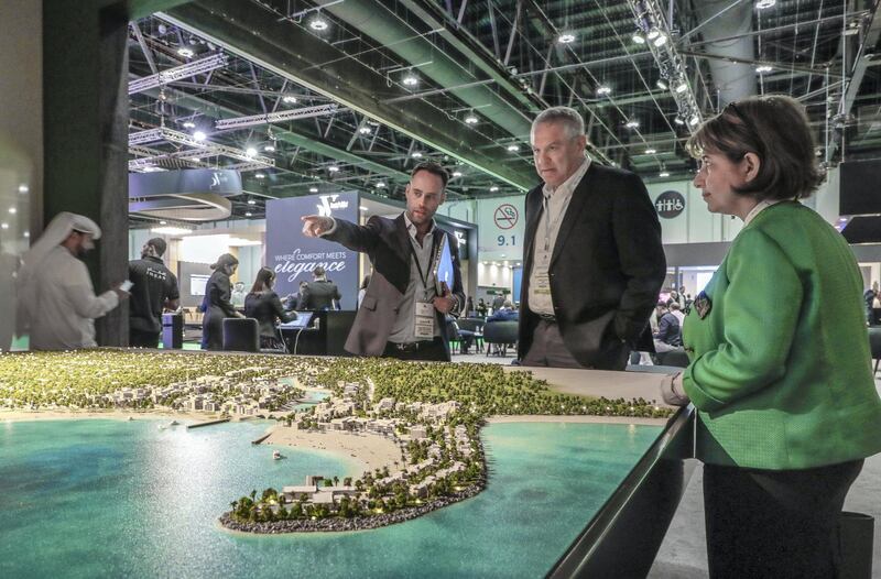 Abu Dhabi, April 17, 2019.  Cityscape AUH day 2-AUH.-  The IMKAN stall and  architectural scale model area.
Victor Besa/The National.
Section:  BZ 
Reporter:  Sarmad Khan