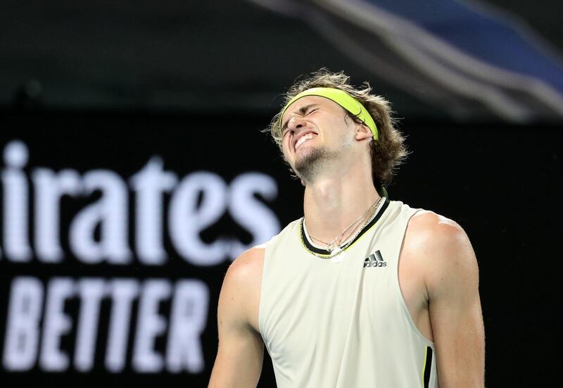 Alexander Zverev shows his frustration during his defeat to Novak Djokovic. Reuters