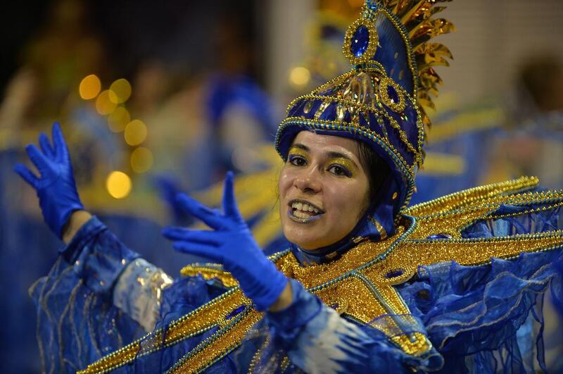 A reveller of the Mocidade Alegre samba school. Nelson Almeida / AFP Photo